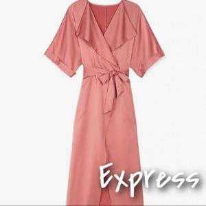 Express Blush Pink Maxi Length Wrap Dress